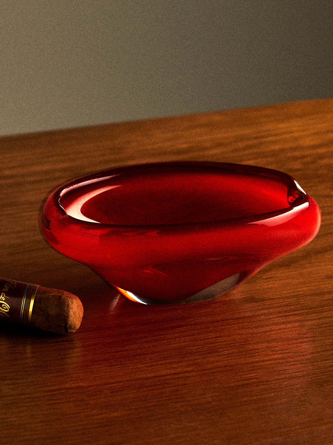 Antique and Vintage - Mid-Century Glass Ashtray - Red - ABASK