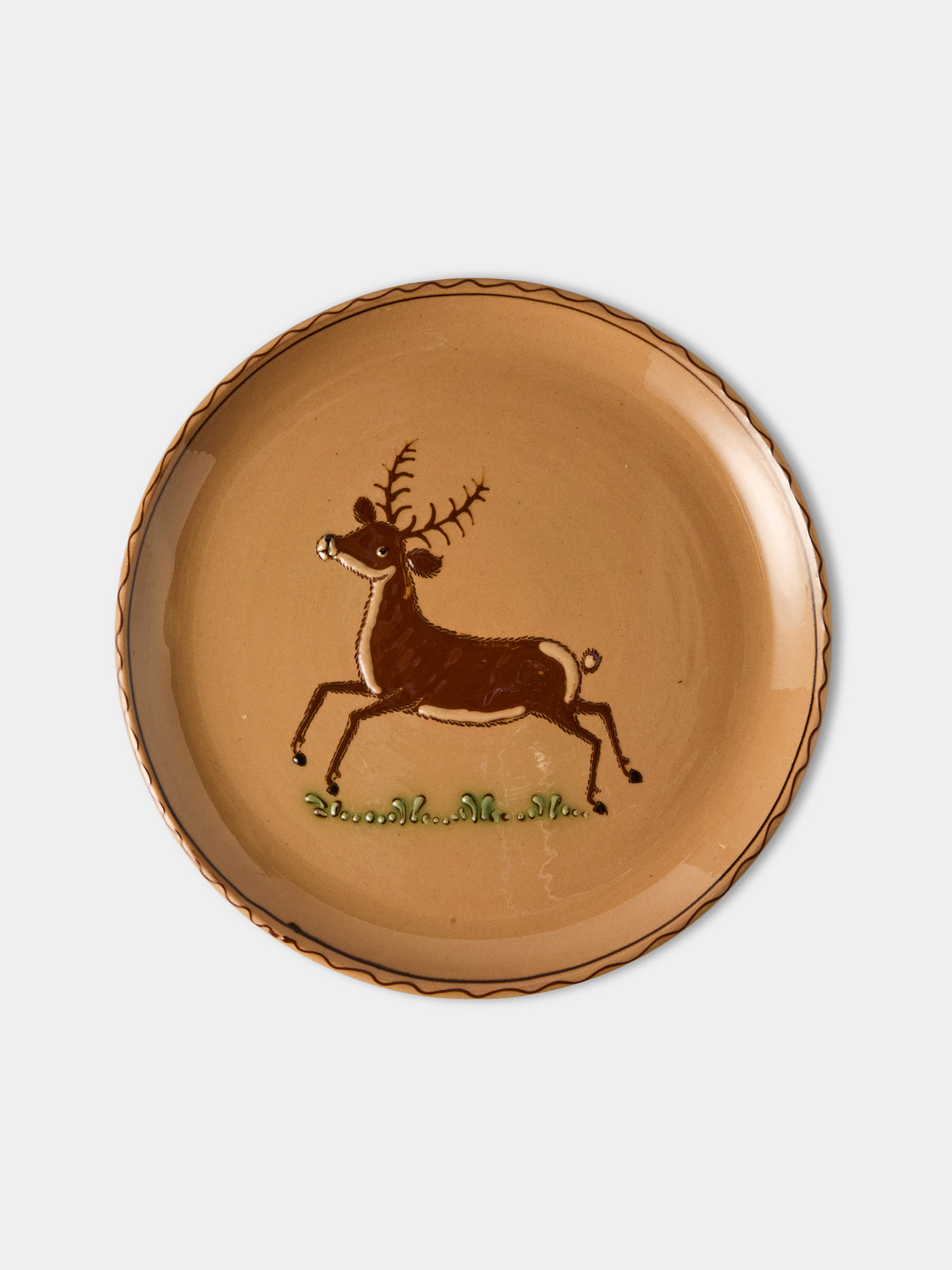 Poterie d’Évires - Animals Hand-Painted Ceramic Dinner Plates – 9.5in/24cm (Set of 6) - Brown - ABASK