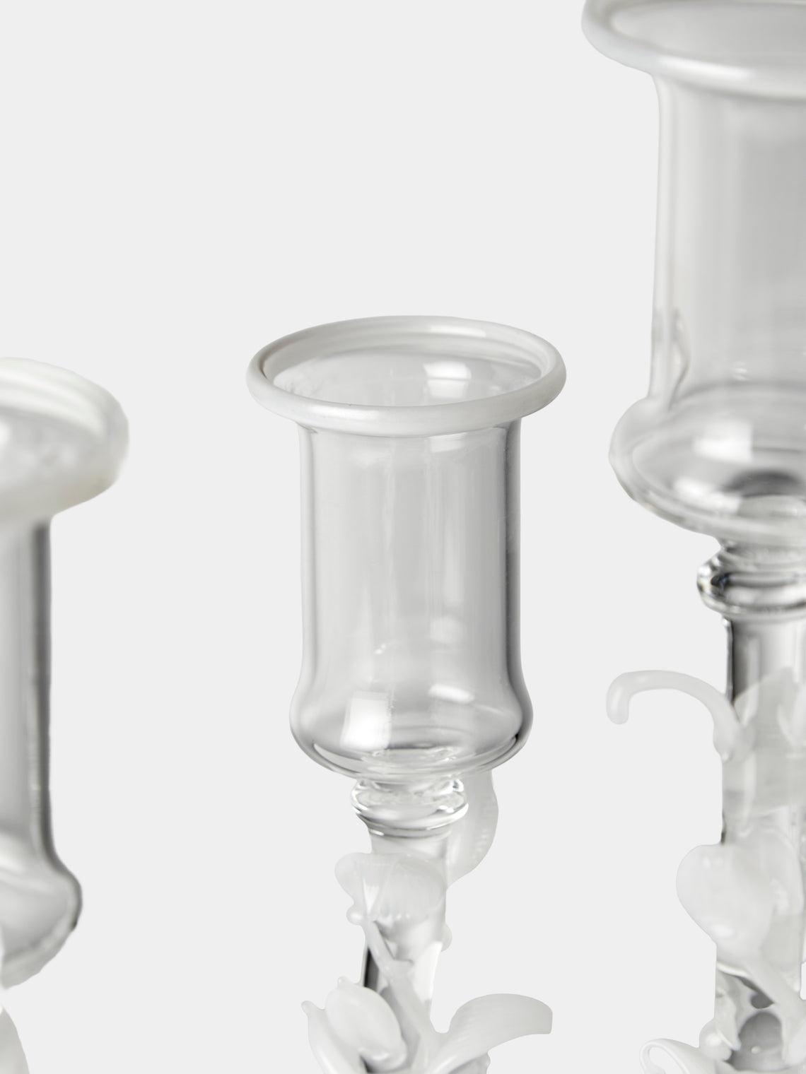 Alya Tannous - | Set of 3 | Liana Hand-Blown Glass Candlesticks - Clear - ABASK
