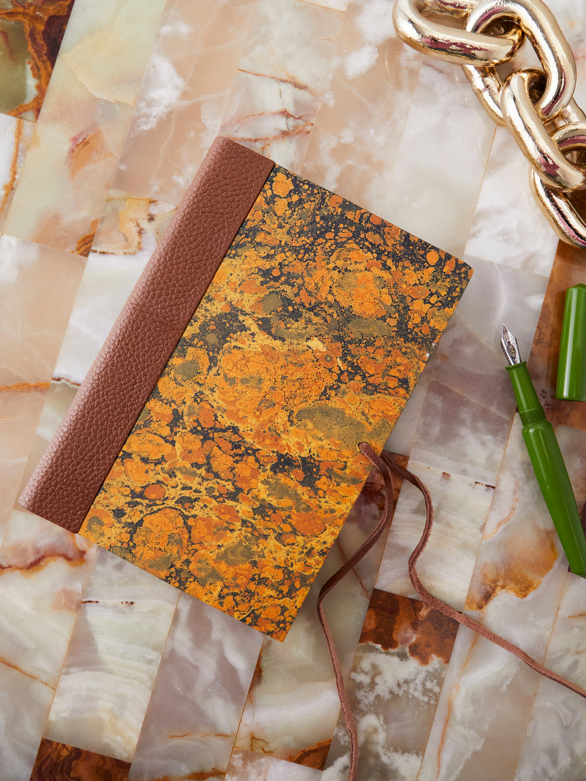 Giannini Firenze - Hand-Marbled Leather Bound Notebook -  - ABASK
