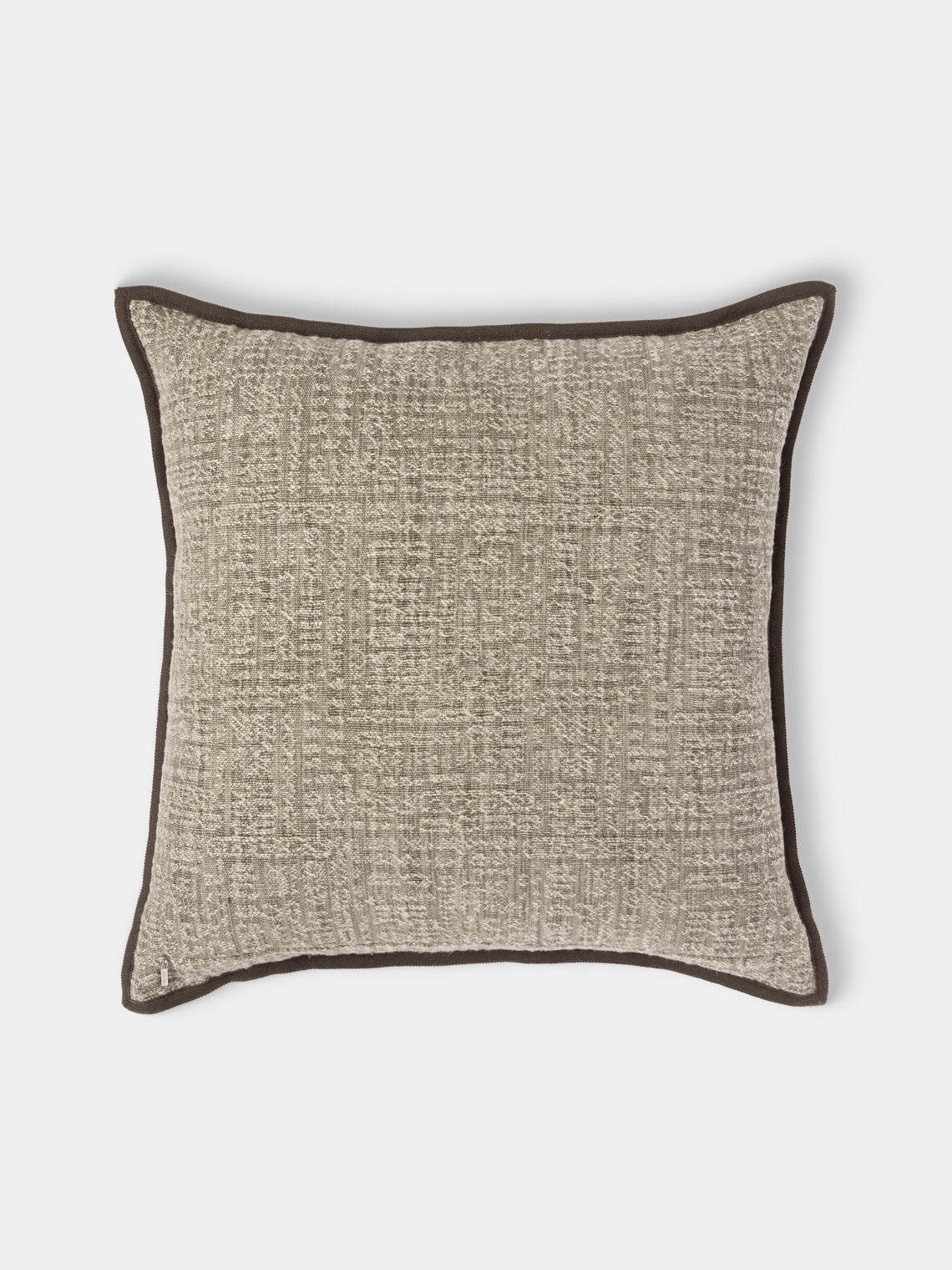 de Le Cuona - Tribal Linen and Wool Cushion (23.5in/60cm) - Gray - ABASK