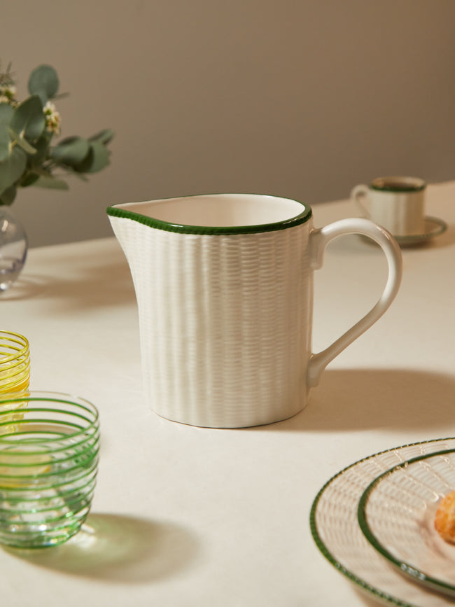 Este Ceramiche - Wicker Hand-Painted Ceramic Pitcher -  - ABASK