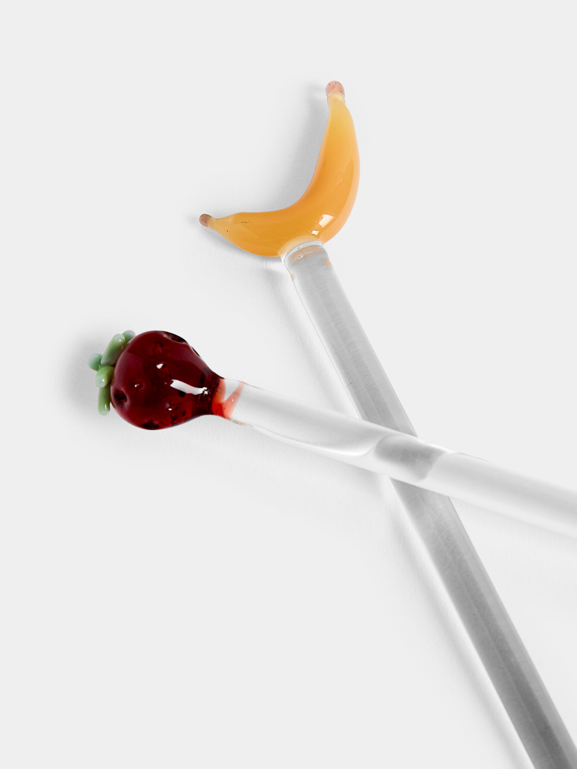River Valadez - Hand-Blown Glass Fruit Cocktail Stirrers (Set of 6) - Clear - ABASK