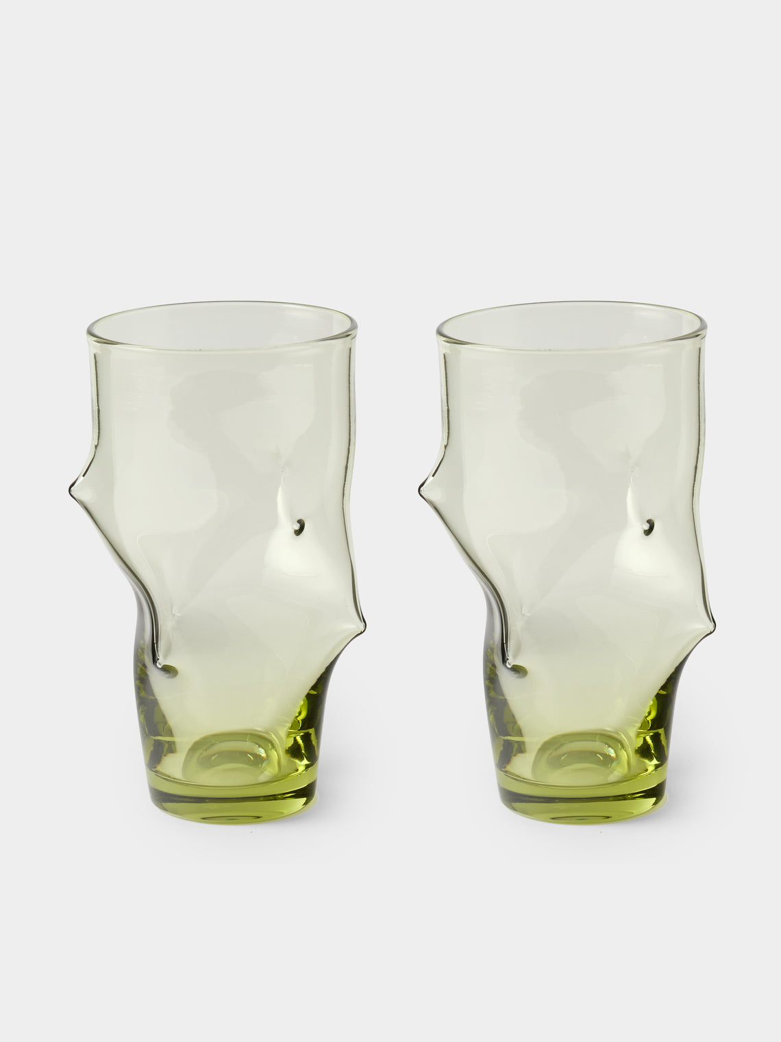 Nijima Glassworks - Hand-Blown Volcanic Glass Highballs (Set of 2) - Green - ABASK 