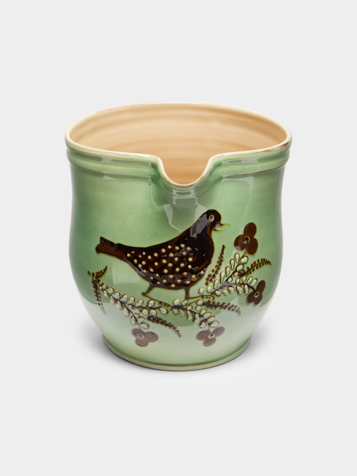 Poterie d’Évires - Birds Hand-Painted Ceramic Rounded Jug -  - ABASK