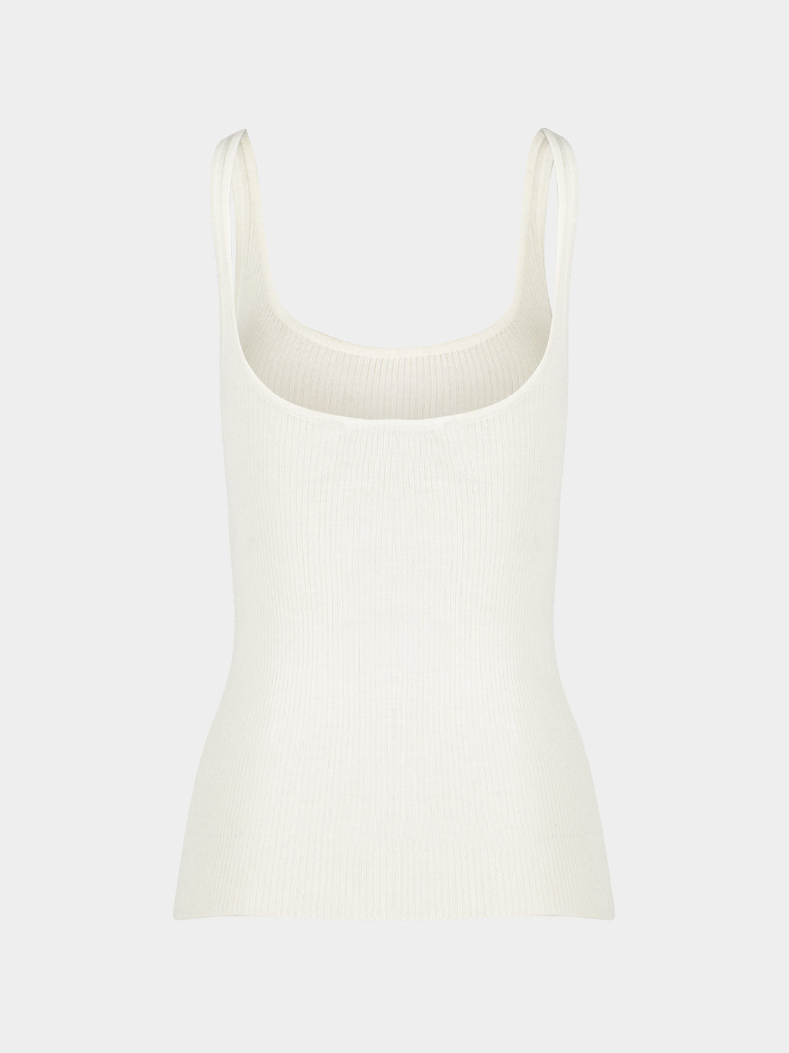 Ryan Roche - Cashmere Featherweight Ribbed Tank Top | Size: S - Cream - ABASK