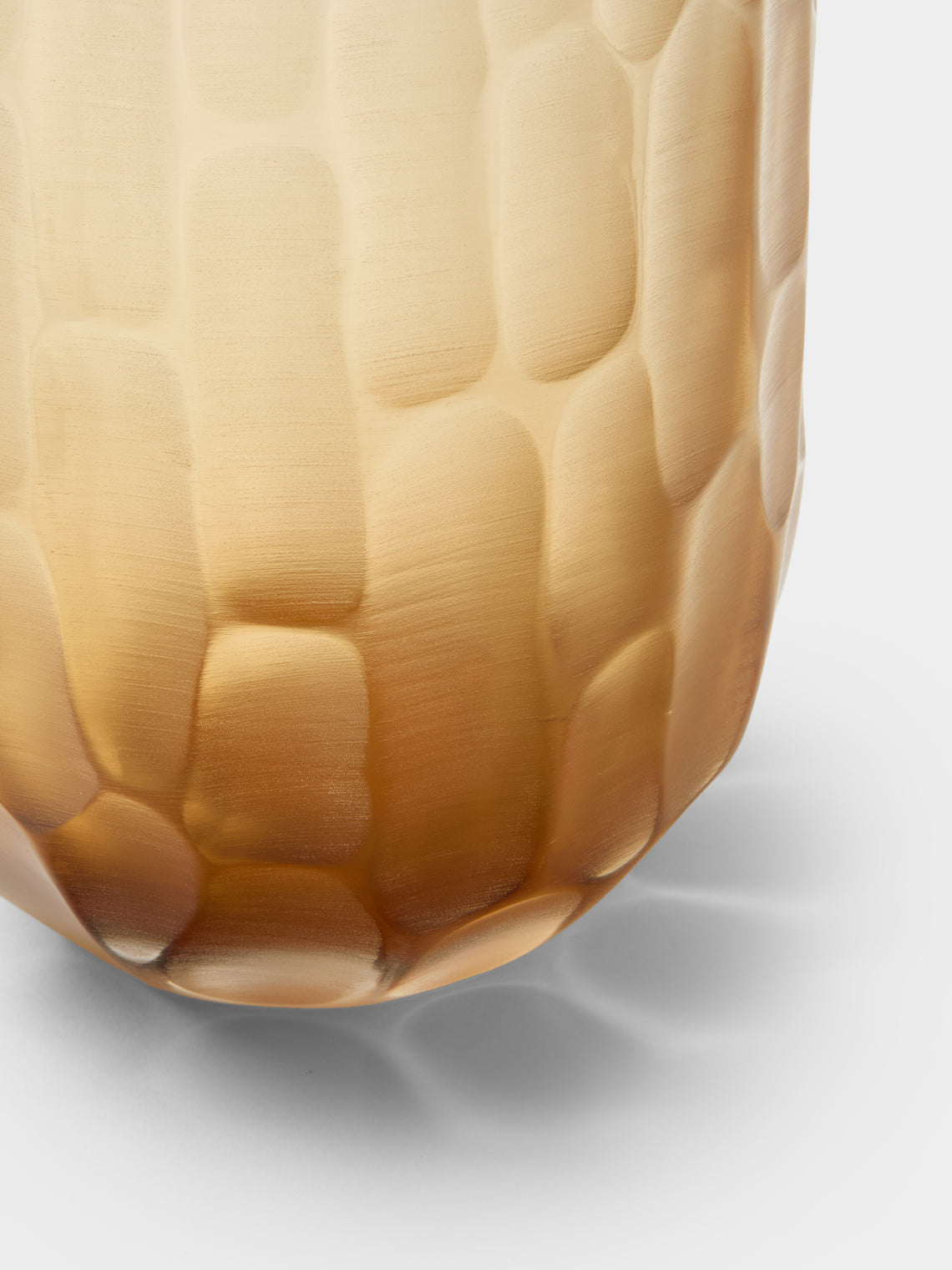 Micheluzzi Glass - Rullo Miele Bamboo Hand-Blown Murano Glass Vase (8.5in/22cm) - Yellow - ABASK