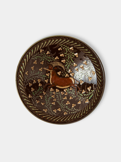 Poterie d’Évires - Rams Hand-Painted Ceramic Small Serving Bowl - Dark Brown - ABASK