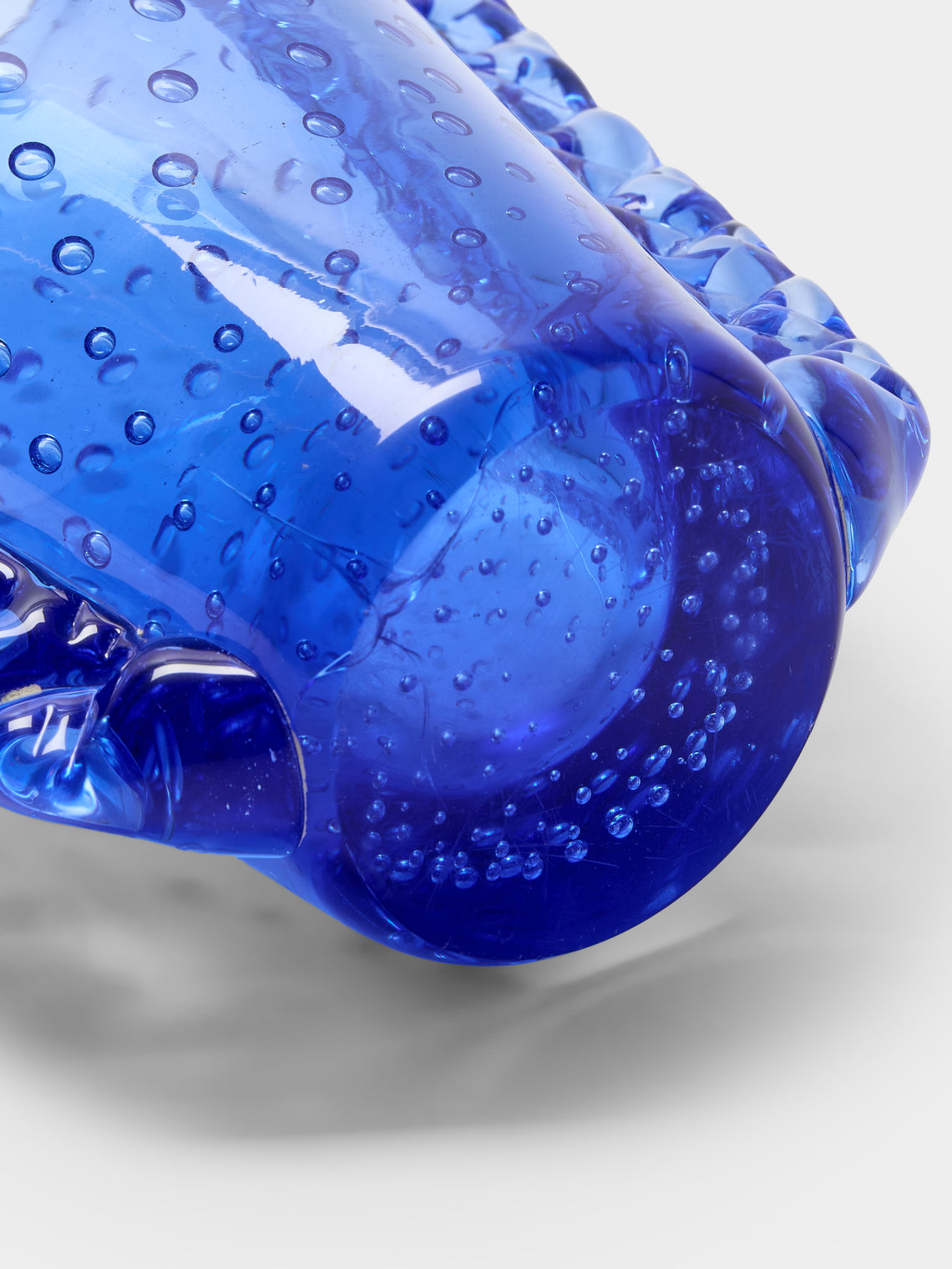 Antique and Vintage - 1950s Ercole Barovier Bullicante Murano Glass Vase (8in/20.5cm) - Blue - ABASK