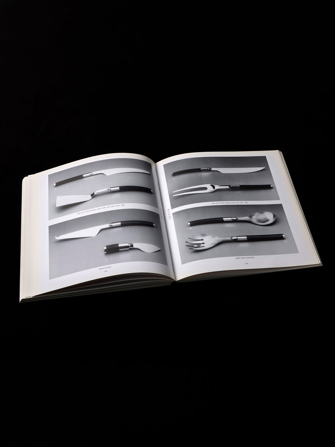 San Lorenzo - 1981 Afra and Tobia Scarpa Sterling Silver, Ebony and Horn Salad Servers (Set of 2) - Silver - ABASK