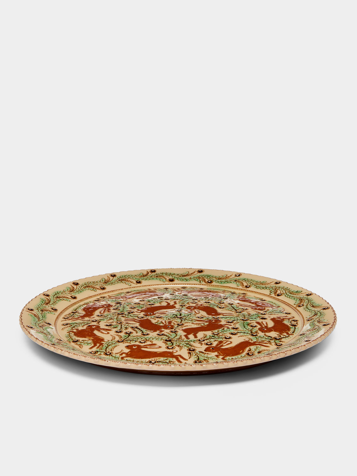 Poterie d’Évires - Rabbits Hand-Painted Ceramic Serving Plate -  - ABASK