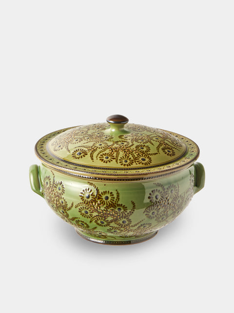 Poterie d’Évires - Flowers Hand-Painted Ceramic Soup Tureen - Green - ABASK - 