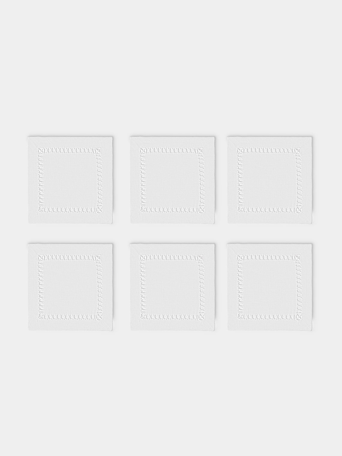 Los Encajeros - Tokyo Linen Coasters (Set of 6) - White - ABASK - 