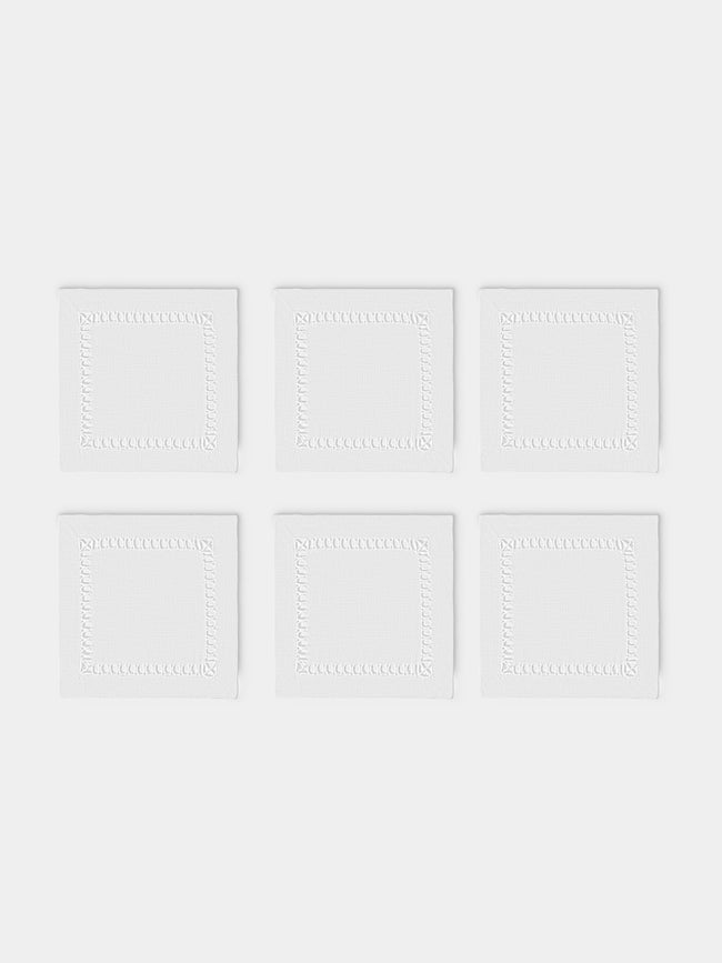 Los Encajeros - Tokyo Linen Coasters (Set of 6) - White - ABASK - 