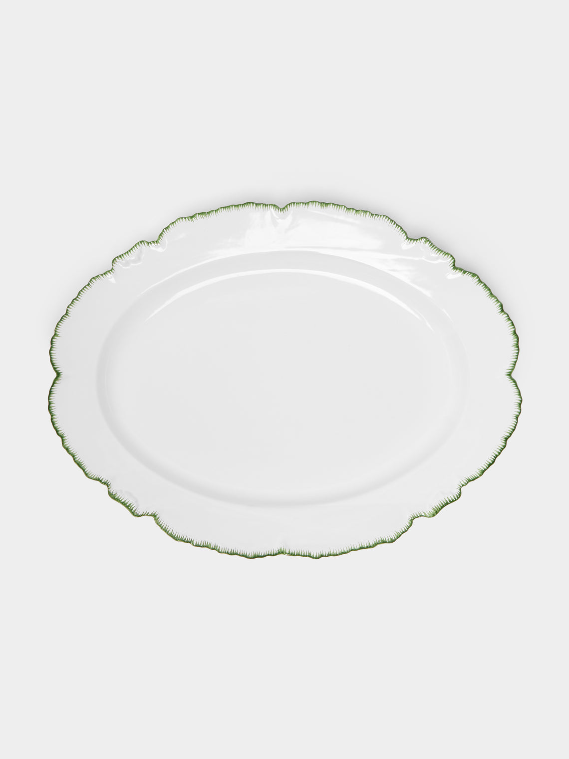 Atelier Soleil - Combed Edge Hand-Painted Ceramic Oval Platter -  - ABASK - 