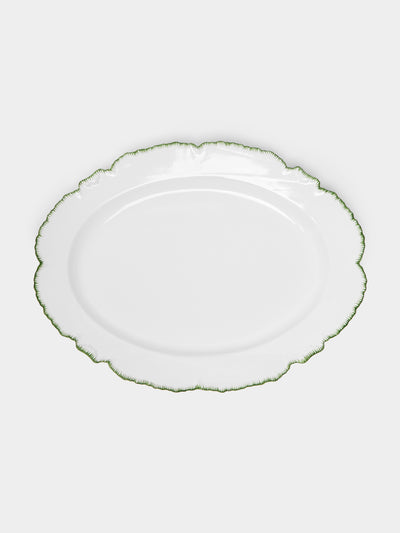 Atelier Soleil - Combed Edge Hand-Painted Ceramic Oval Platter -  - ABASK - 