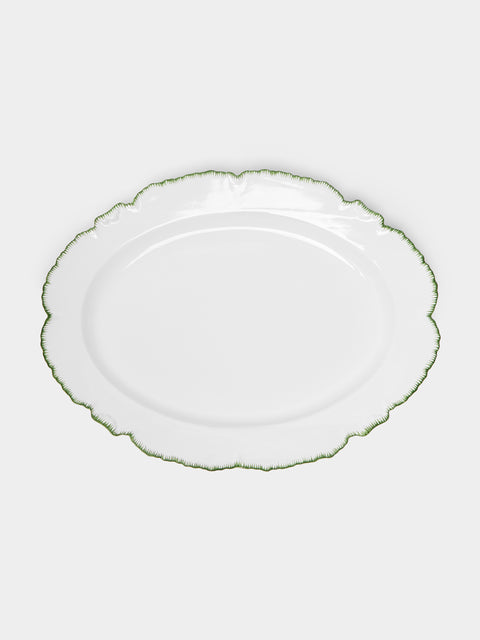 Atelier Soleil - Combed Edge Hand-Painted Ceramic Oval Platter -  - ABASK - 