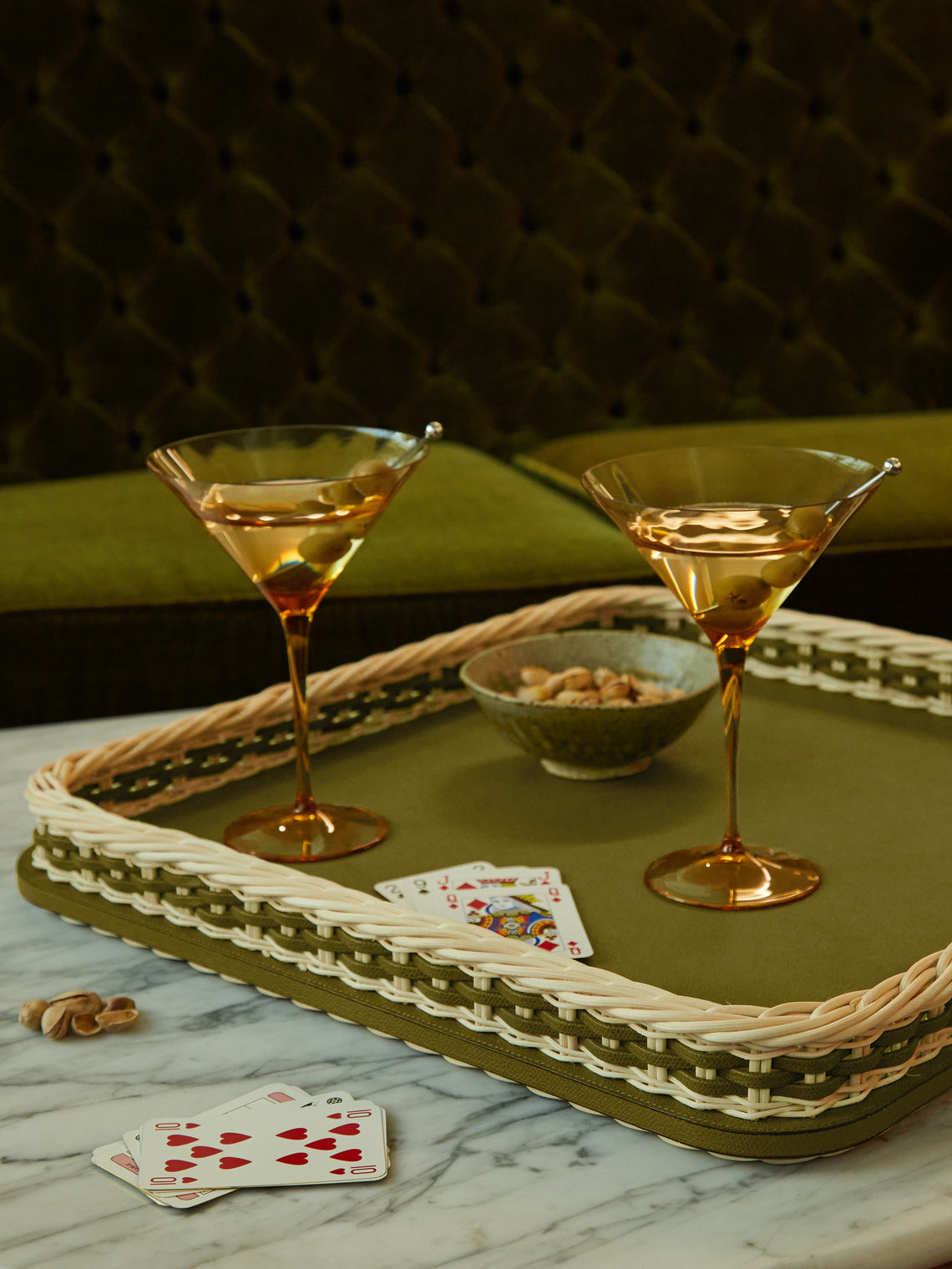 Giobagnara - Leather and Rattan Square Tray -  - ABASK