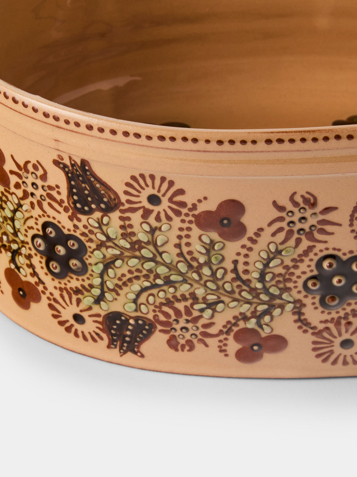 Poterie d’Évires - Flowers Hand-Painted Ceramic Oval Dish - Cream - ABASK