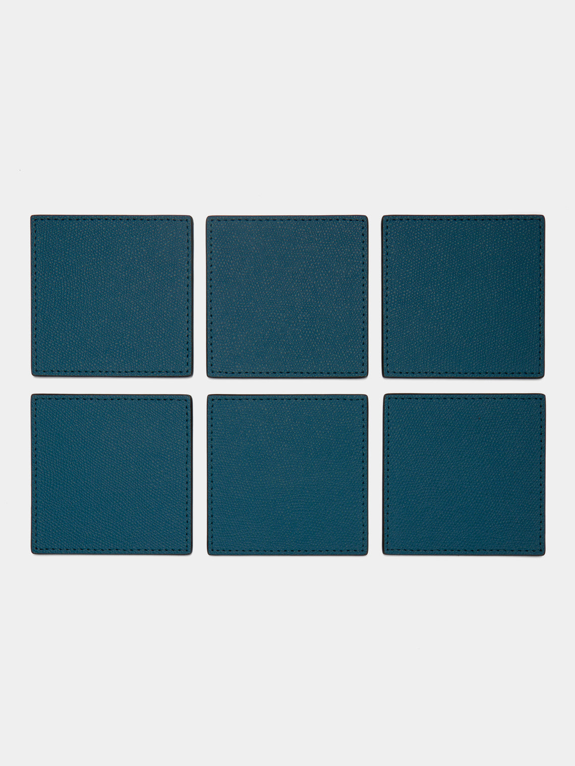 Giobagnara - Tao Leather Square Coasters (Set of 6) - Blue - ABASK