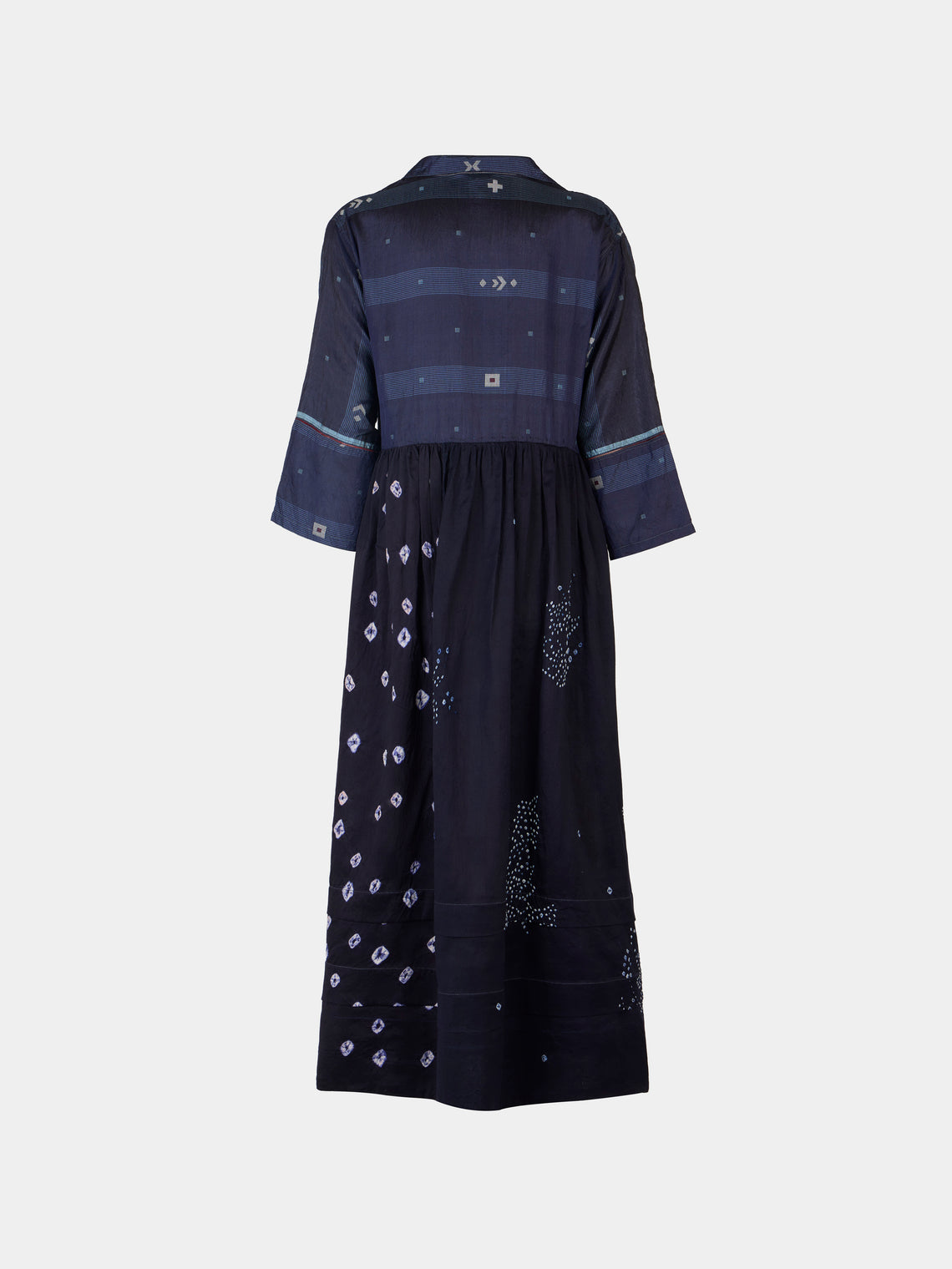 Injiri - Amber 21 Hand-Loomed Cotton and Silk Dress | Size: S - Blue - ABASK