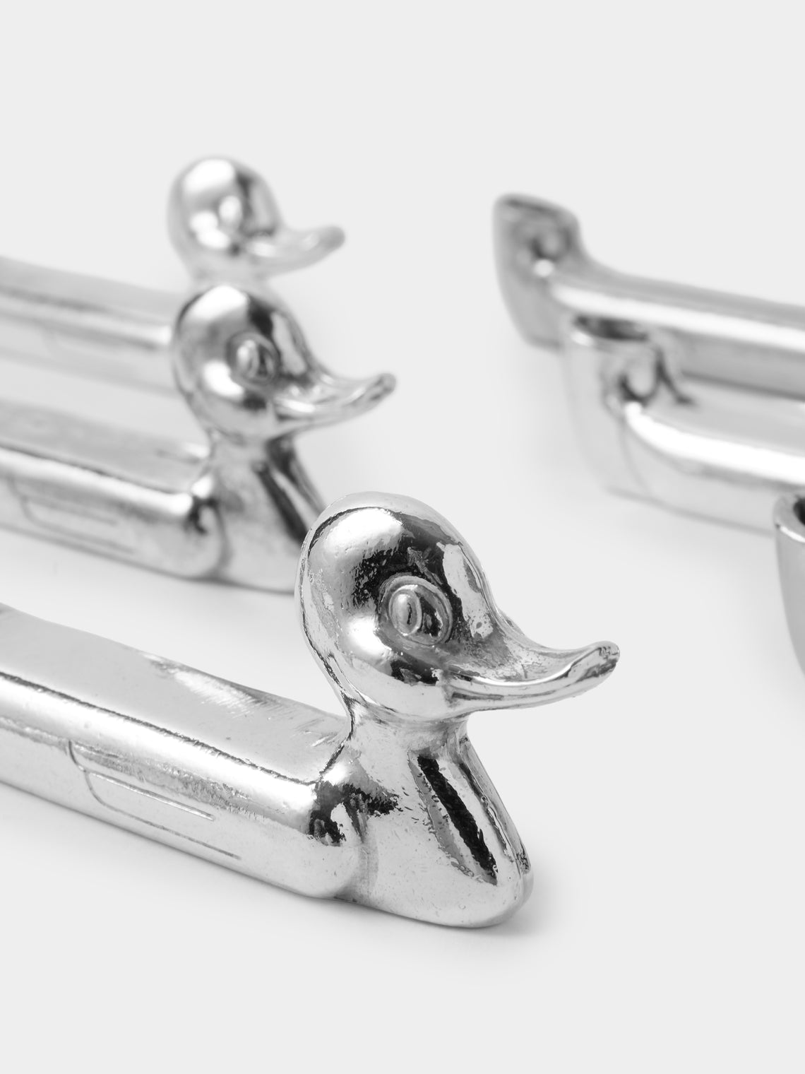 Antique and Vintage - | Set of 12 | Mid-Century Silver-Plated Duck Knife Rests - Silver - ABASK