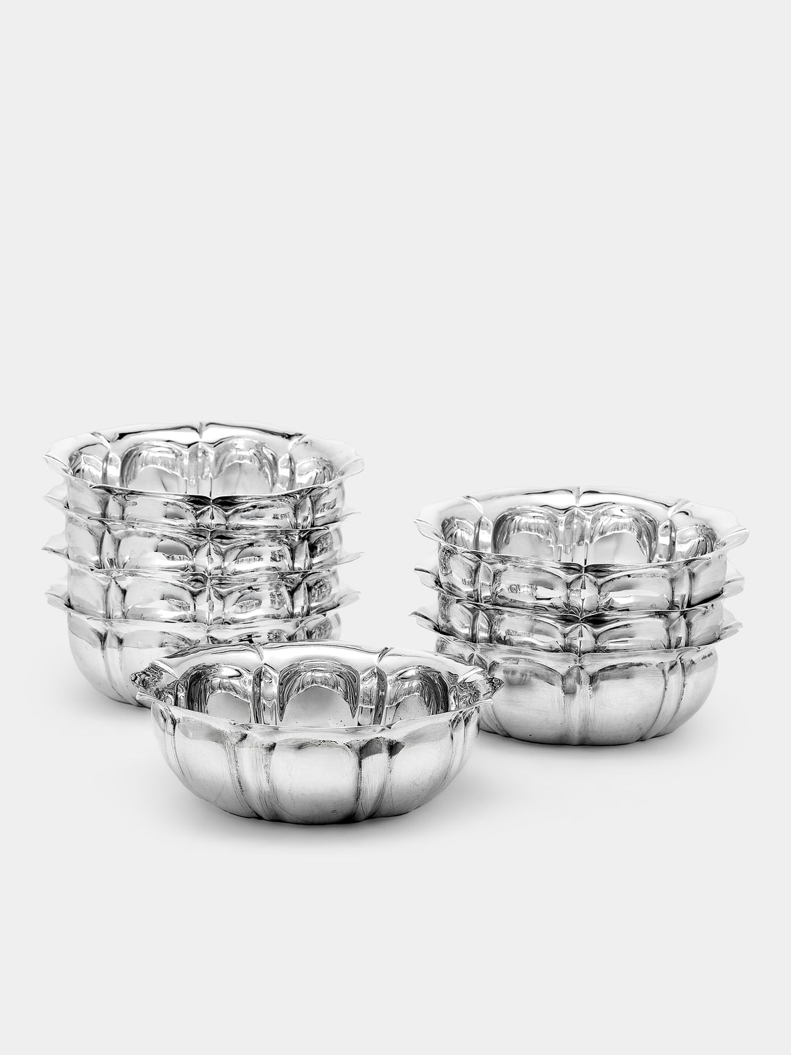 Antique and Vintage - 1960s Solid Silver Dessert Bowls (Set of 8) - Silver - ABASK