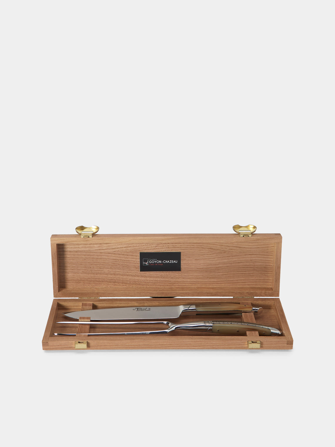 Goyon-Chazeau - Le Thiers Prestige Flammée Blonde Horn Carving Utensils (Set of 2) - Brown - ABASK