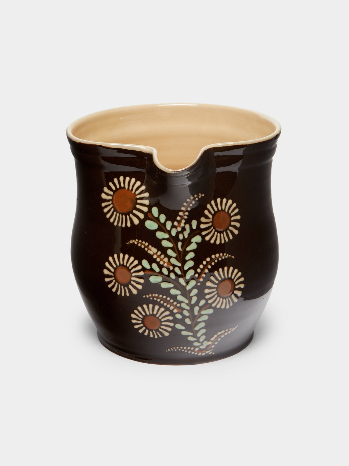 Poterie d’Évires - Flowers Hand-Painted Ceramic Rounded Jug -  - ABASK