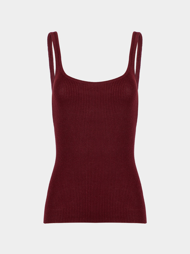 Ryan Roche - Cashmere Featherweight Ribbed Tank Top | Size: S - Red - ABASK - 