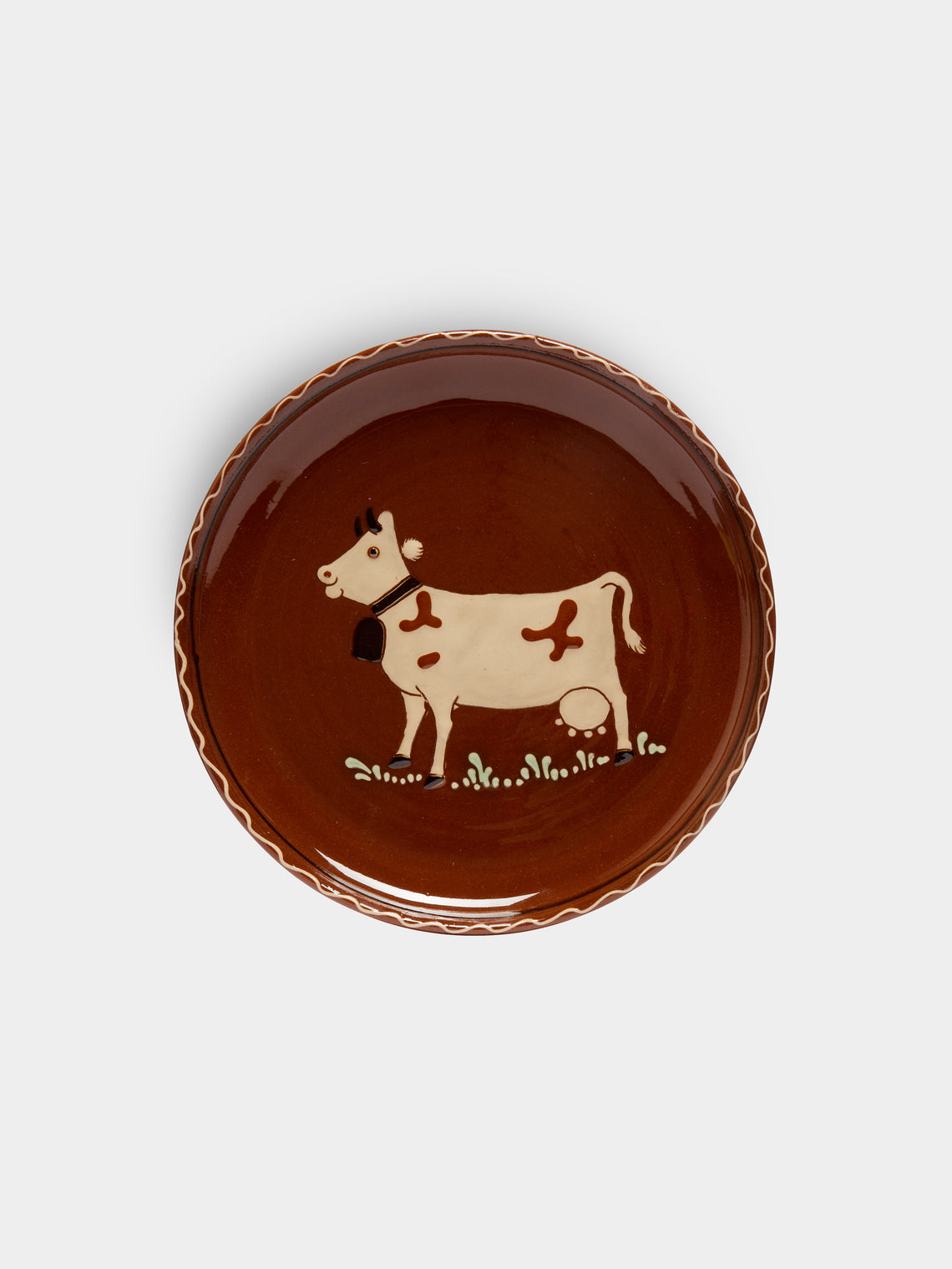 Poterie d’Évires - Cows Hand-Painted Ceramic Large Butter Dish -  - ABASK