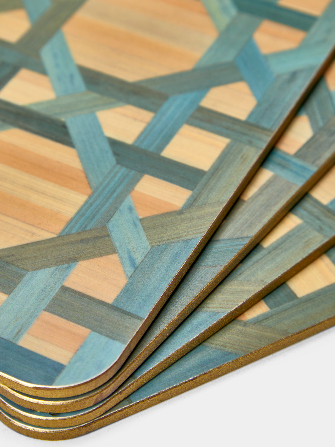 HestiaLiving - Epoch Wood Placemats (Set of 4) - Blue - ABASK