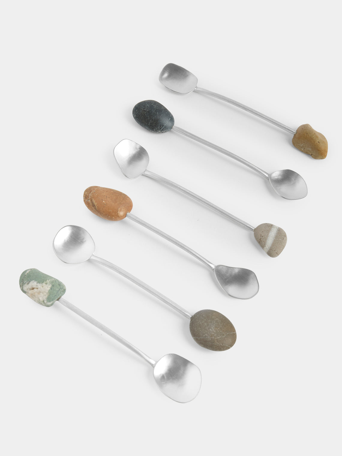 Thalia Maria Silver - Sterling Silver and Pebble Espresso Spoons (Set of 6) - Silver - ABASK