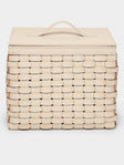 Riviere - Woven Leather Wastepaper Basket - Cream - ABASK - 