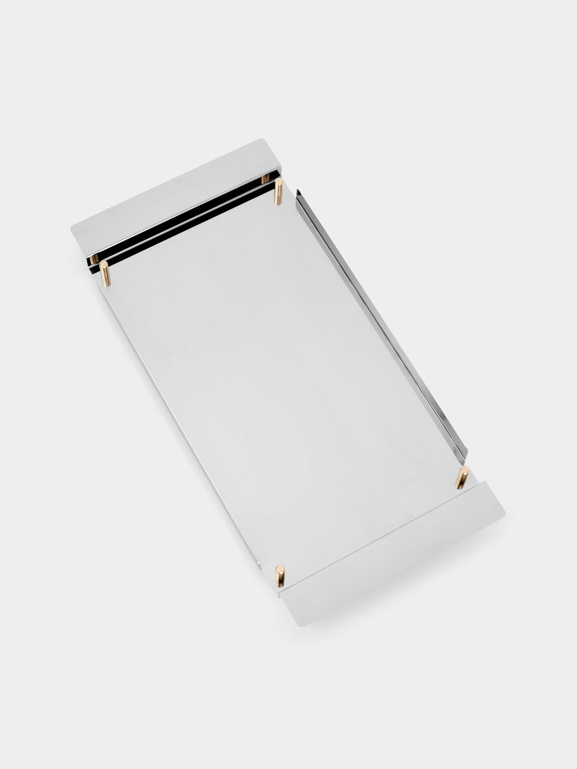 AnObjct - Alto Stainless Steel and Brass Stackable Paper Tray (19in/48.5cm) - Silver - ABASK