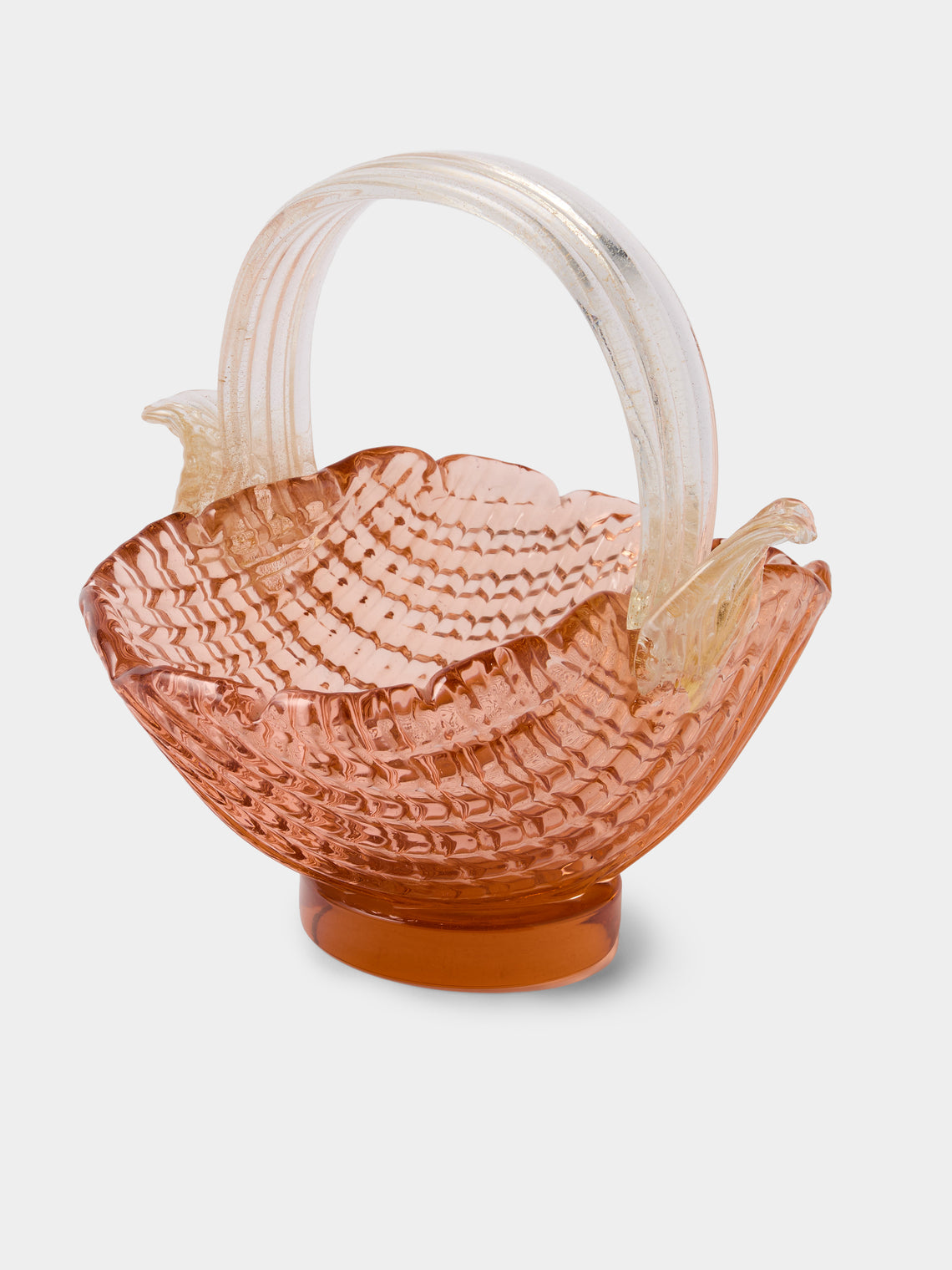 Antique and Vintage - 1940 Seguso Glass Basket - Orange - ABASK - 