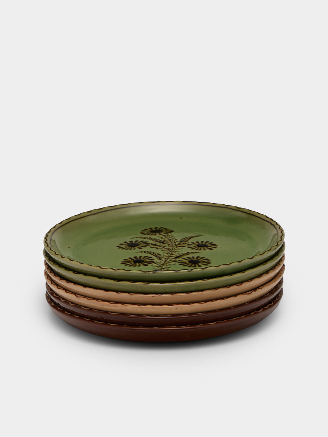 Poterie d’Évires - Flowers Hand-Painted Ceramic Plates – 8in/20cm (Set of 6) - Multiple - ABASK