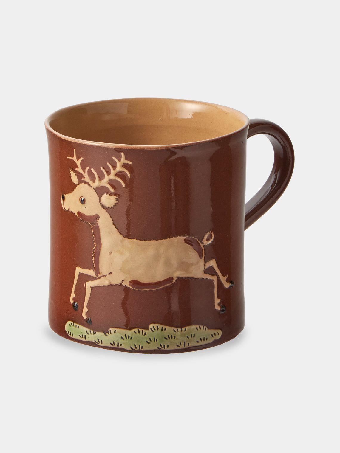 Poterie d’Évires - Animals Hand-Painted Ceramic Mugs (Set of 4) - Light Brown - ABASK