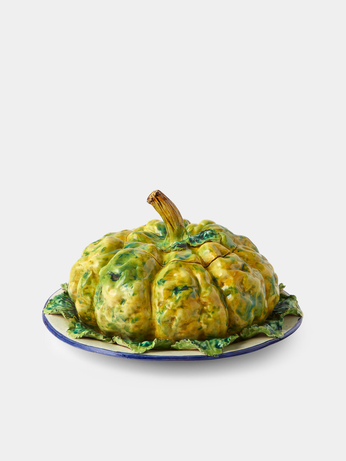 Antique and Vintage - 1940s Ginori 1735 Majolica Ceramic Squash Serving Tureen - Yellow - ABASK - 