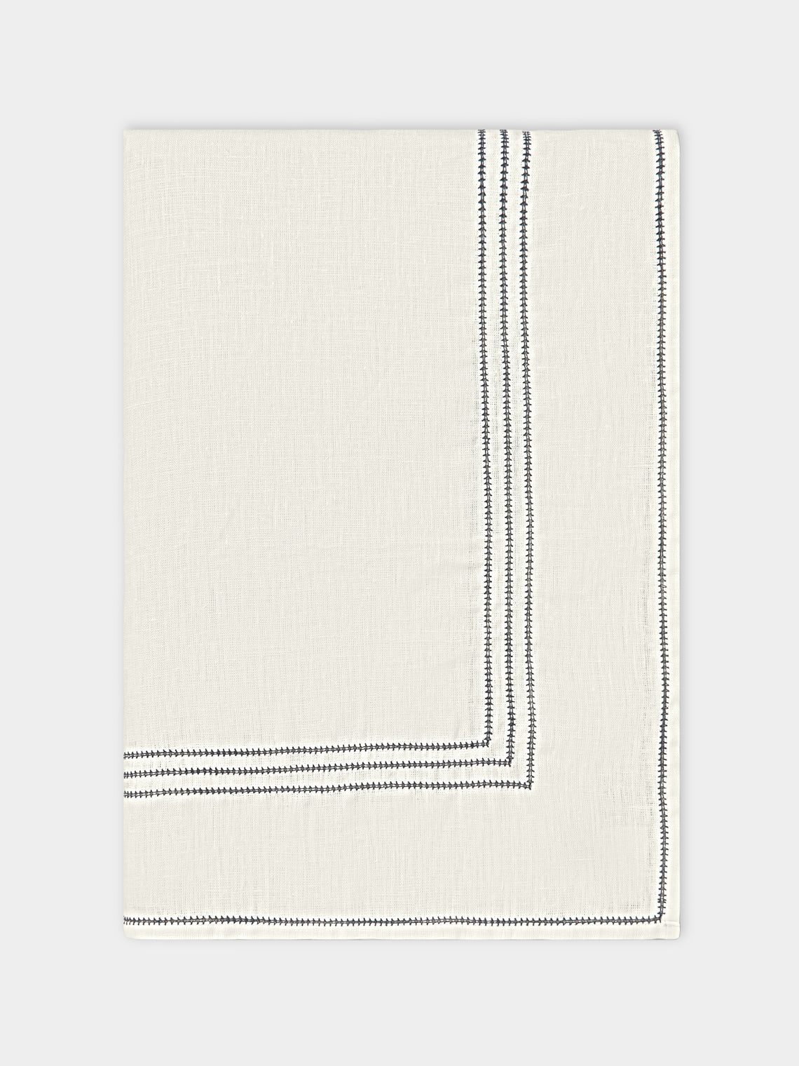Volga Linen - Hem-Stitch Linen Square Tablecloth (69in/1.75m) - White - ABASK - 