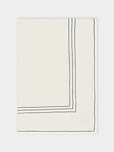 Volga Linen - Hem-Stitch Linen Square Tablecloth (69in/1.75m) - White - ABASK - 