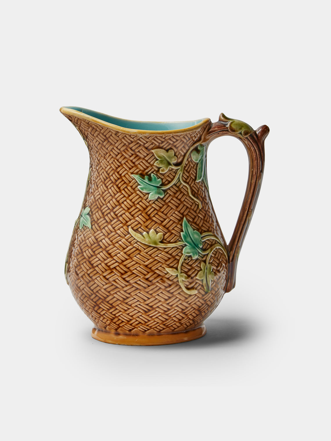 Antique and Vintage - 1900s Majolica Ceramic Jug - Brown - ABASK - 