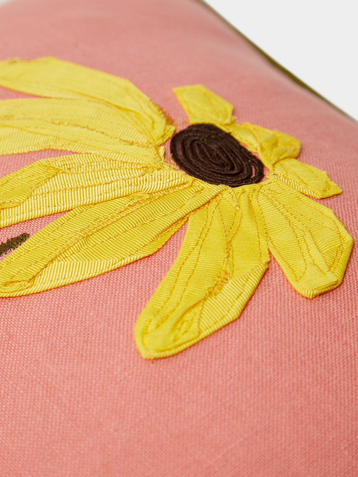 Lora Avedian - Rudbeckia Hand-Embroidered Linen Cushion -  - ABASK
