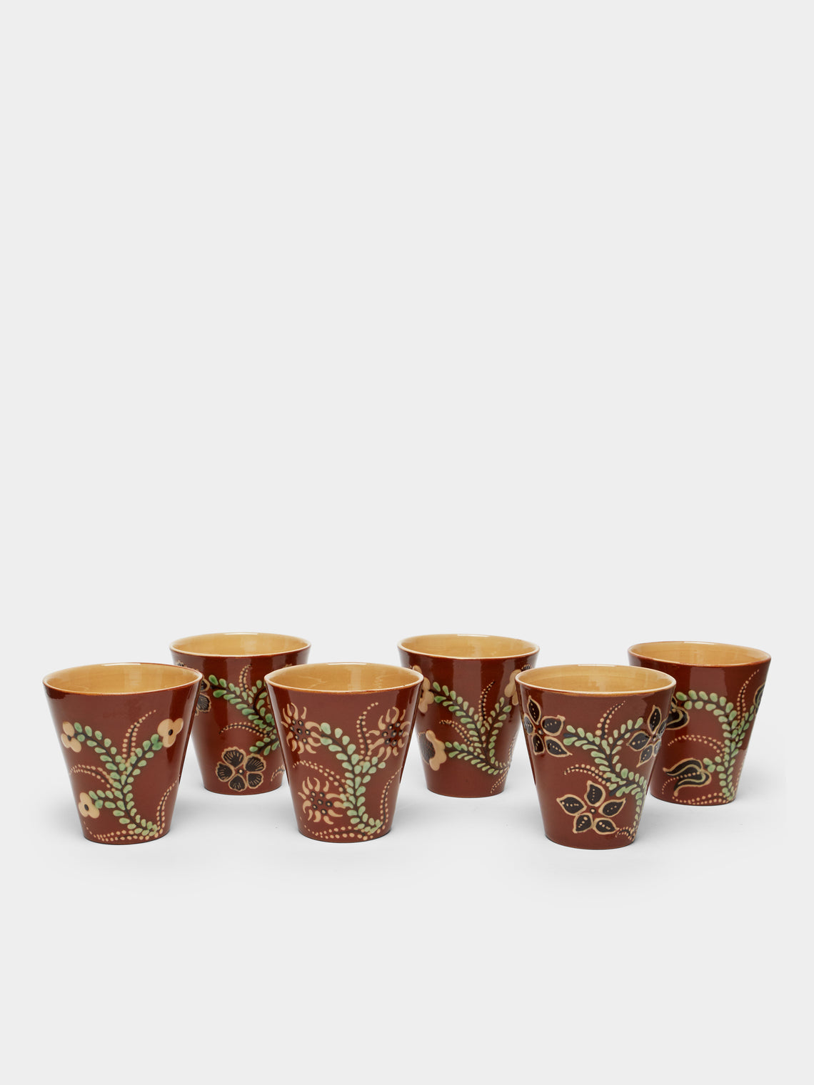 Poterie d’Évires - Flowers Hand-Painted Ceramic Coffee Cups (Set of 6) -  - ABASK - 
