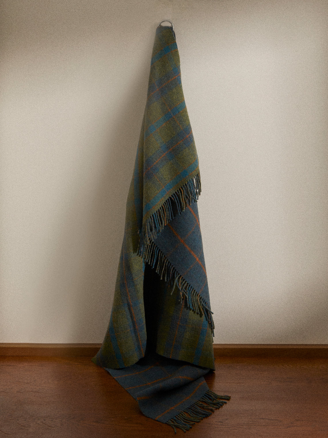 Johnstons of Elgin - Double-Faced Wool Check Throw (75in/1.9m) - Green - ABASK