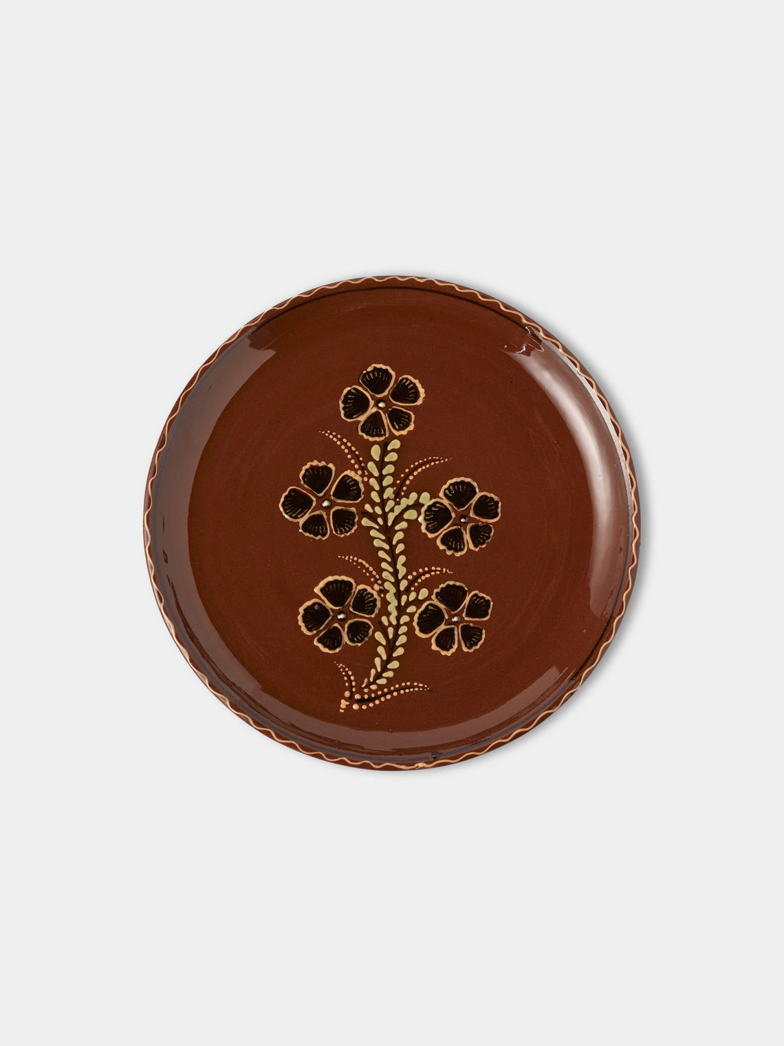 Poterie d’Évires - Flowers Hand-Painted Ceramic Plates – 9.5in/24cm (Set of 6) - Light brown - ABASK