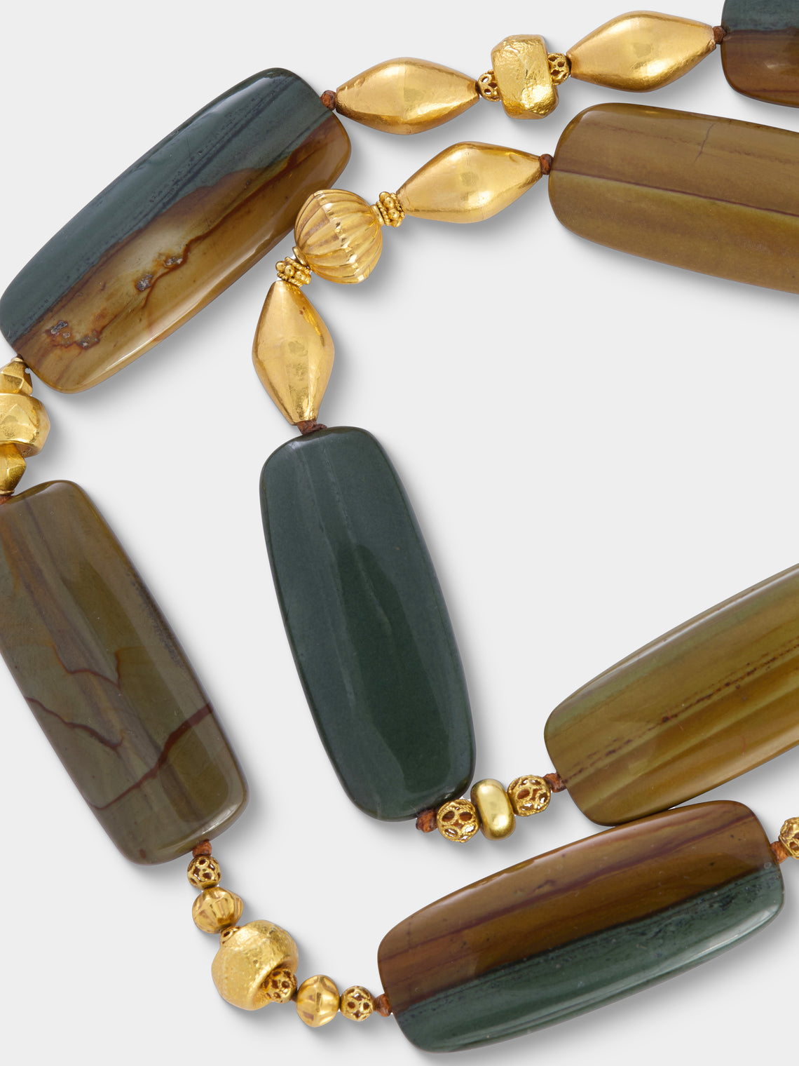 Mahnaz Collection - Vintage Verdura 18-Karat Gold and Agate Beaded Necklace - Green - ABASK