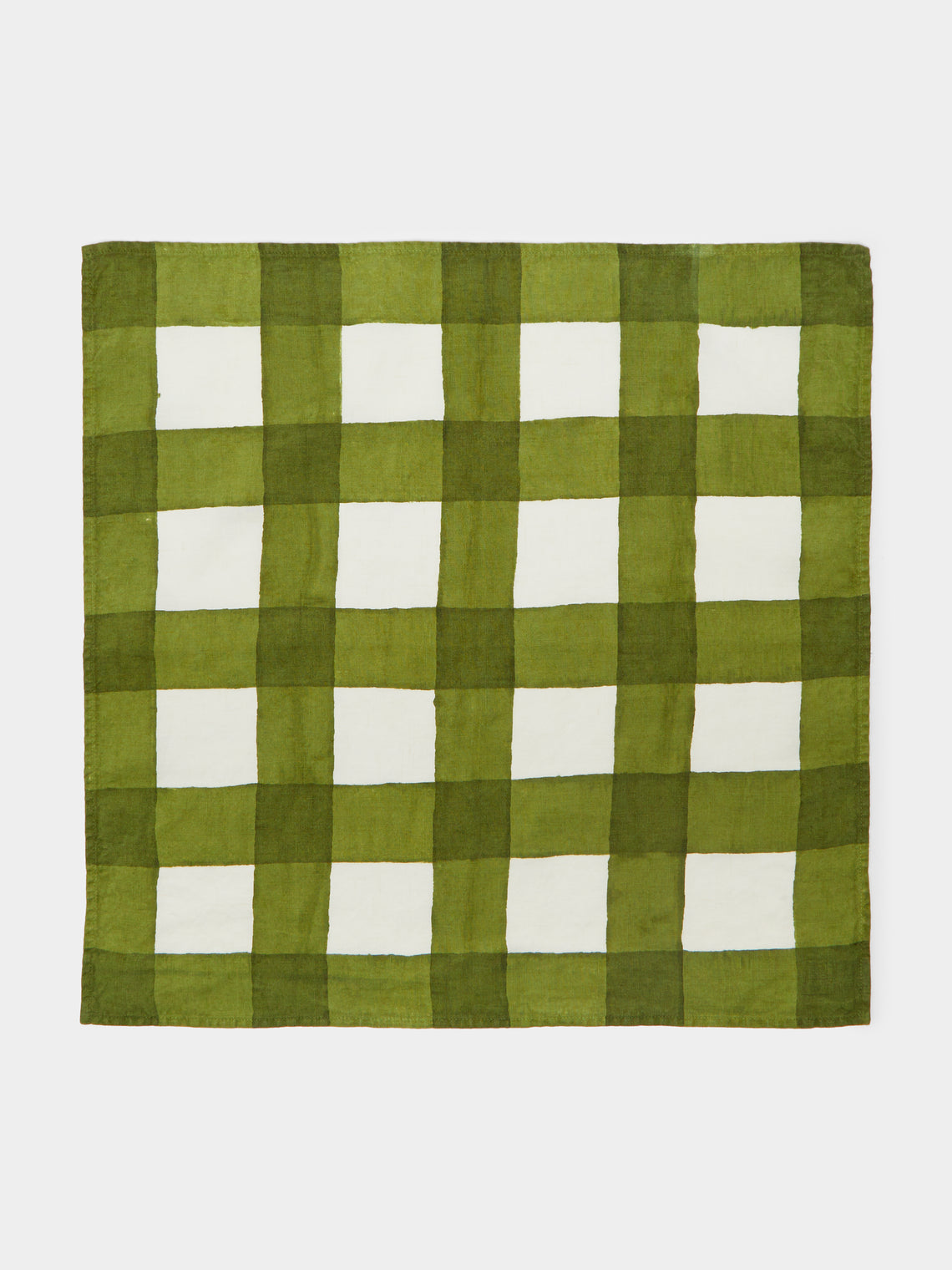 Stamperia Bertozzi - Gingham Hand-Painted Linen Napkins (Set of 4) -  - ABASK