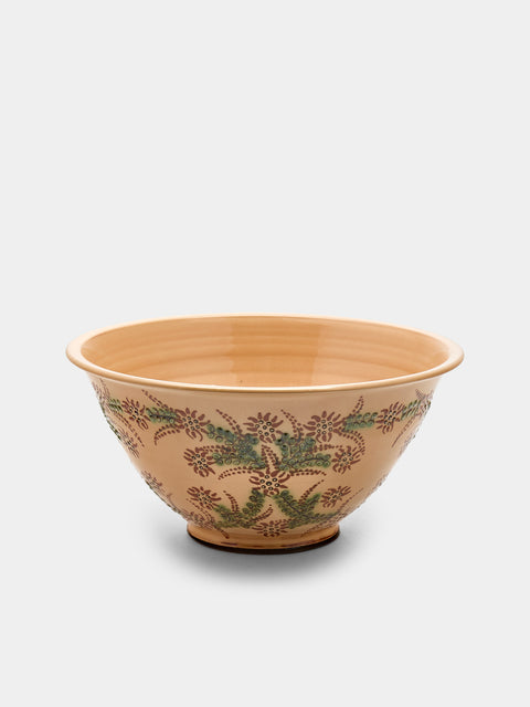 Poterie d’Évires - Flowers Hand-Painted Ceramic Large Serving Bowl - Cream - ABASK - 