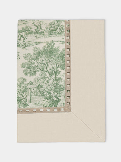 Borgo delle Tovaglie - Riviera Toile de Jouy Linen Rectangular Tablecloth - Green - ABASK - 
